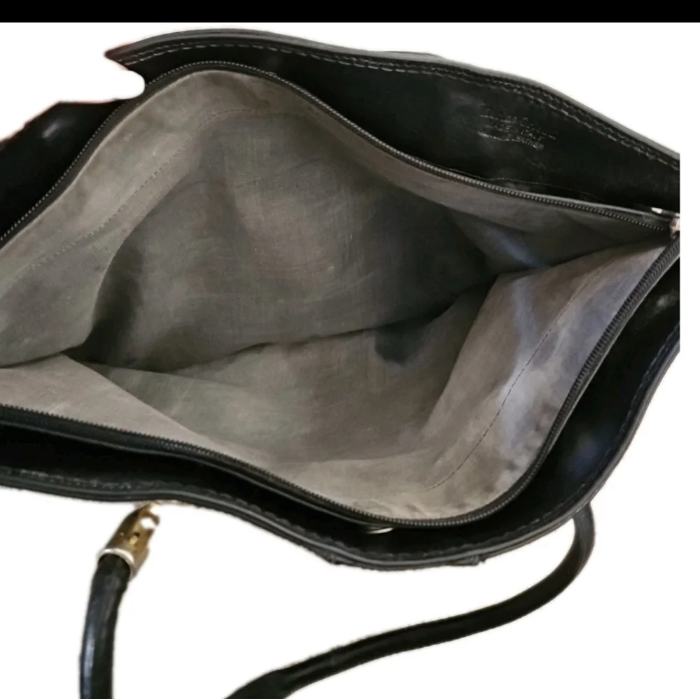 Mario Orlandi Vintage Black Leather Large Tote Bag